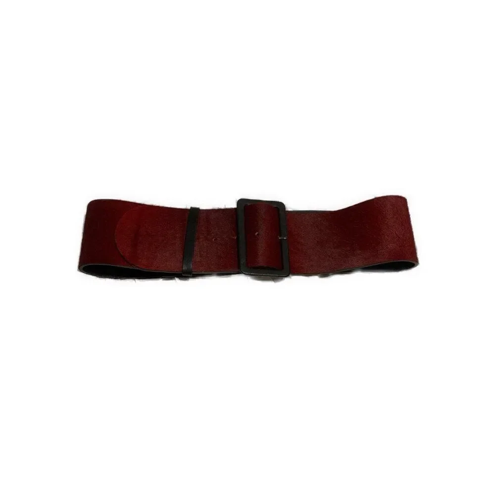 gerard darel RARE Wine Red Fur Leather Chunky Belt